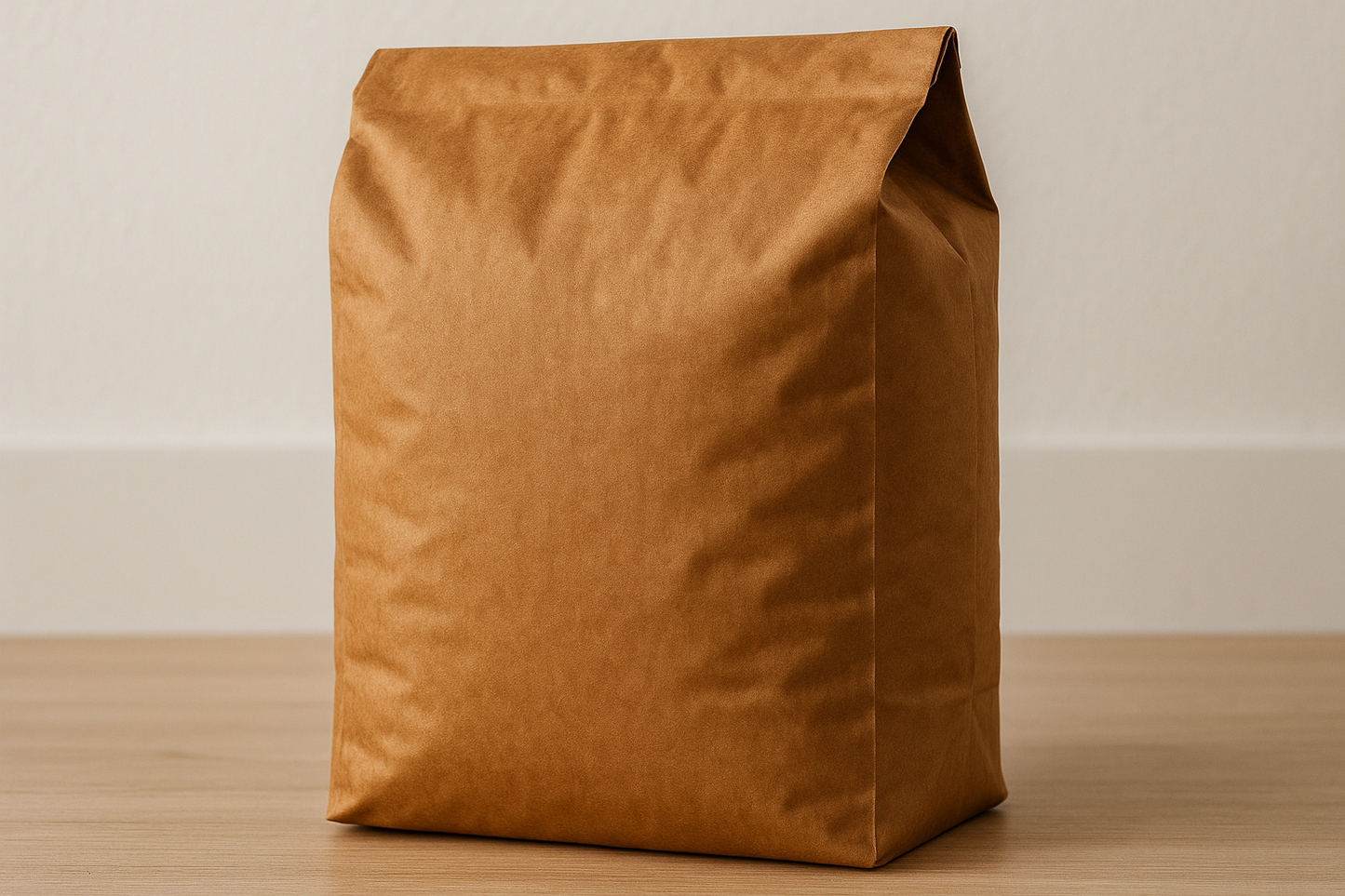 A brown 5lb bag of coffee with no markings